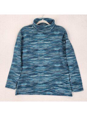 Talbots Sweater Womens Small Blue Striped Turtleneck Long Sleeve Pullover Casual